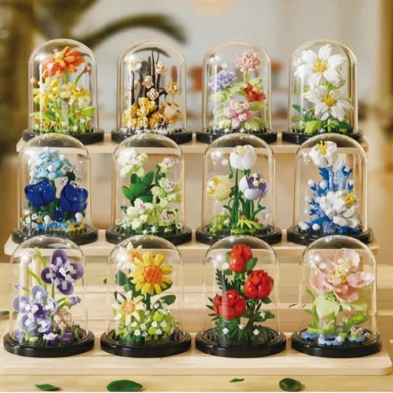 Small LEGO Flower Bouquets with Buildable Blocks for Decoration