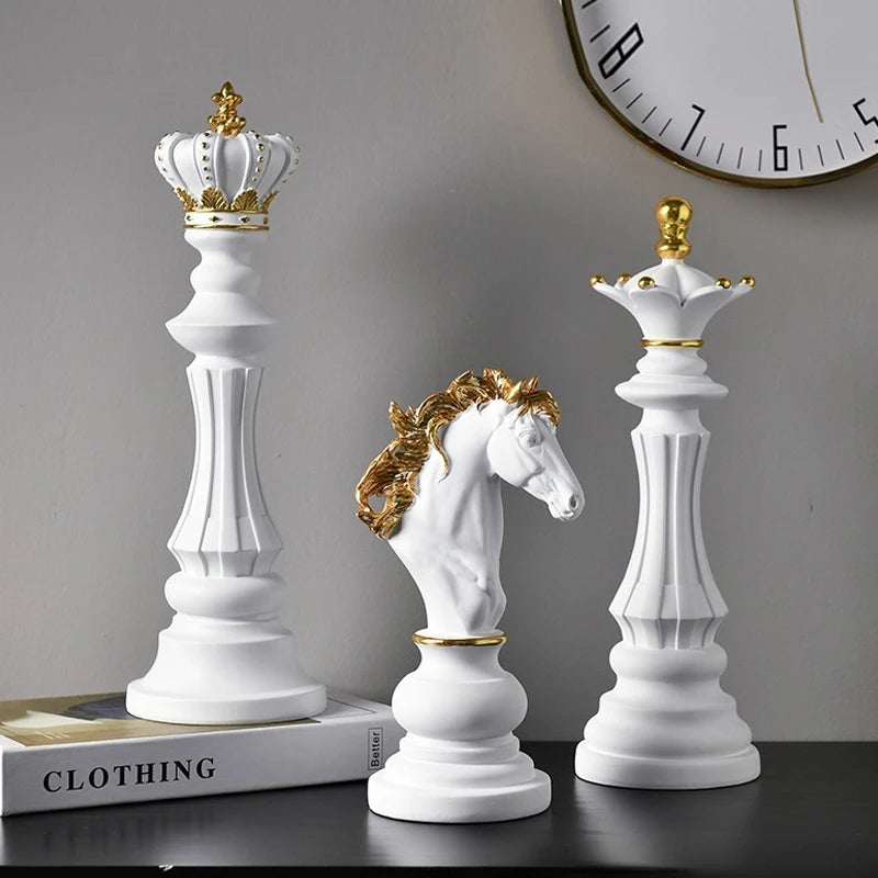 Luxury Chess Pieces King, Queen and Knight to Decorate the Office