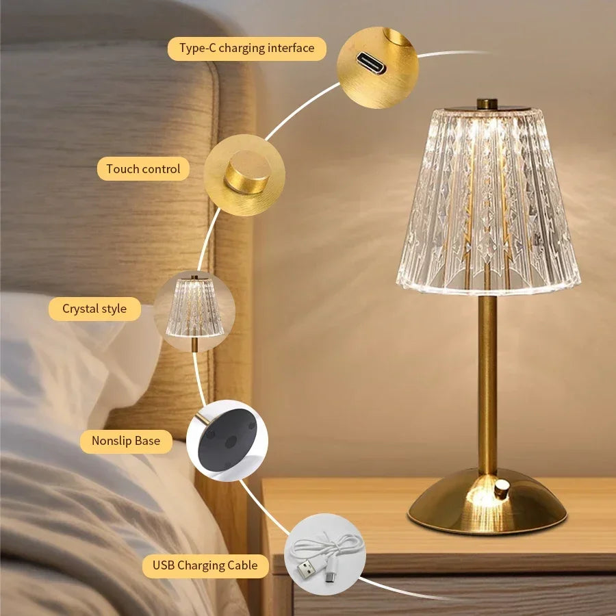 Rechargeable Luxury Night Light for Bedroom and Office