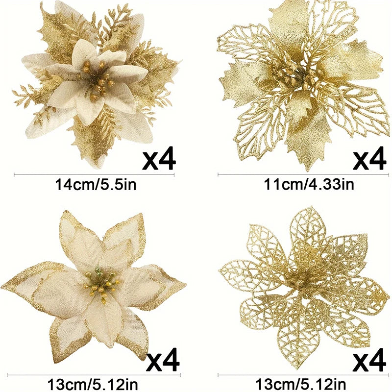 Sparkling Glitter Flowers for Christmas Decoration 2025