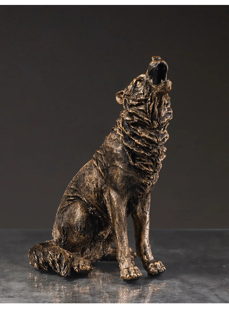 Luxury Statue of a Roaring Wolf