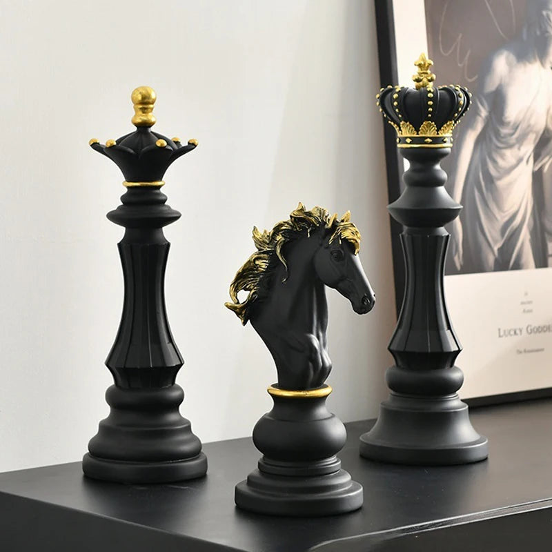Luxury Chess Pieces King, Queen and Knight to Decorate the Office