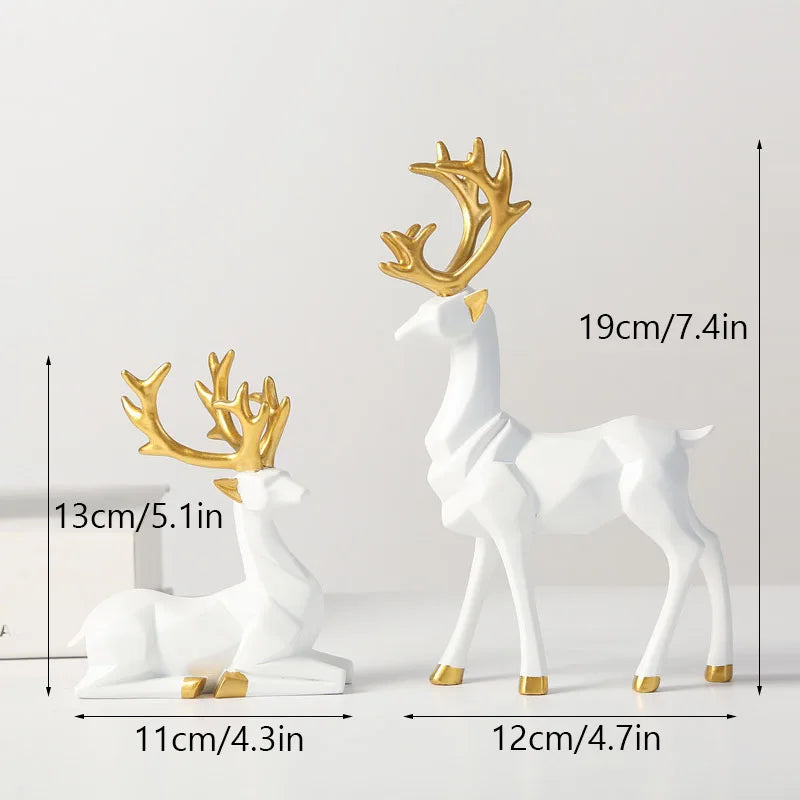 Luxury Geometric Pair of Deer for Decoration