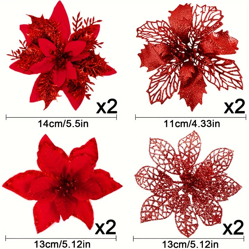 Sparkling Glitter Flowers for Christmas Decoration 2025