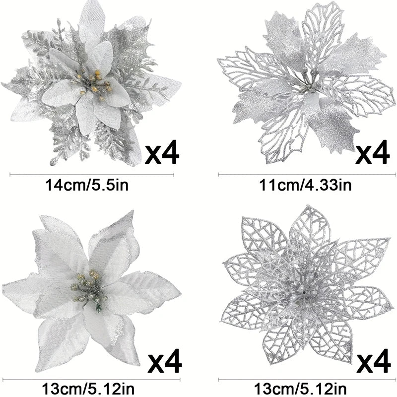 Sparkling Glitter Flowers for Christmas Decoration 2025