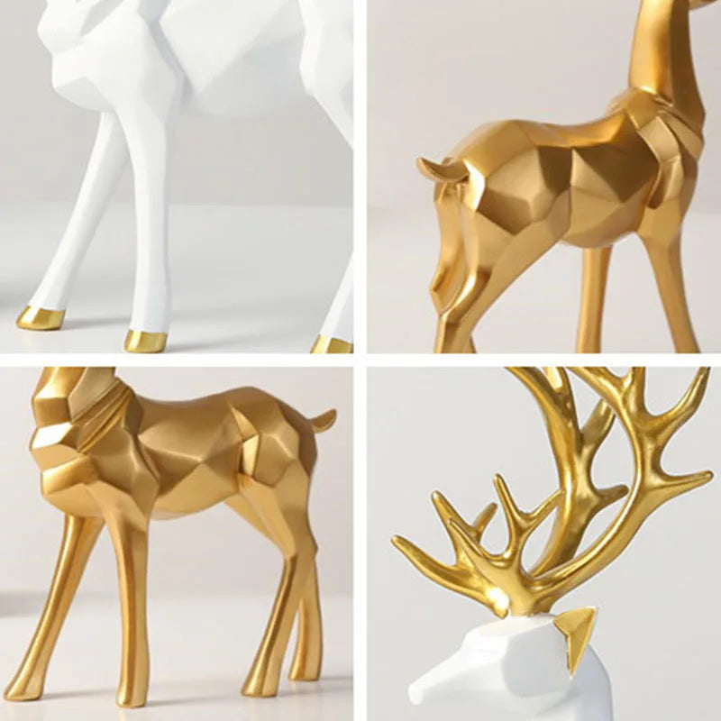 Luxury Geometric Pair of Deer for Decoration