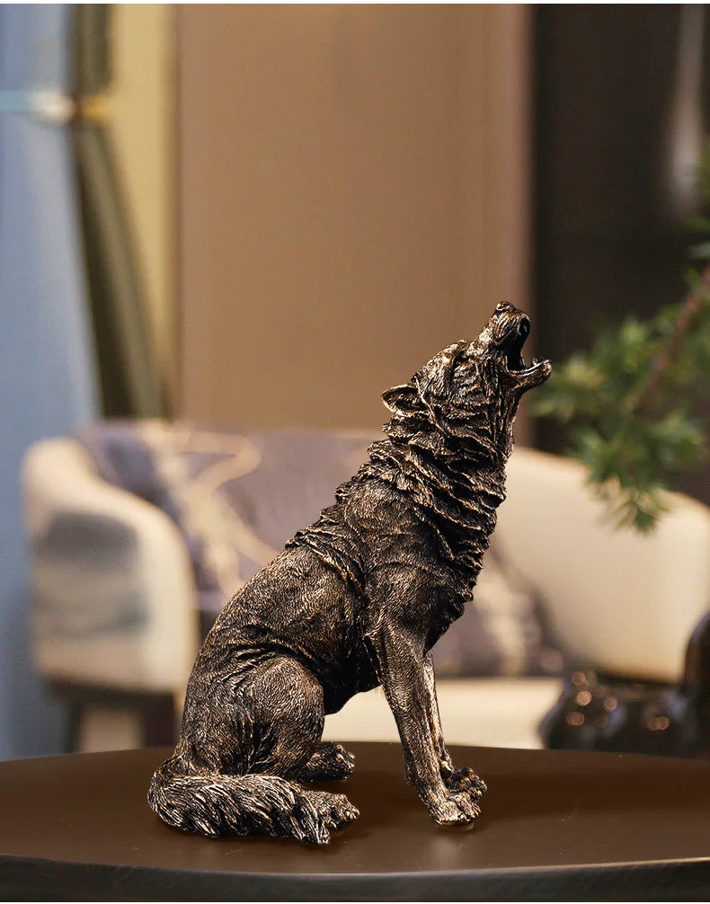 Luxury Statue of a Roaring Wolf