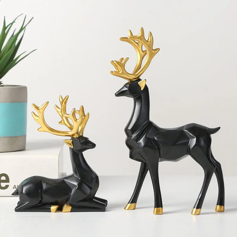 Luxury Geometric Pair of Deer for Decoration