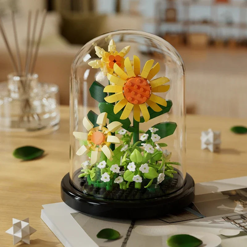 Small LEGO Flower Bouquets with Buildable Blocks for Decoration