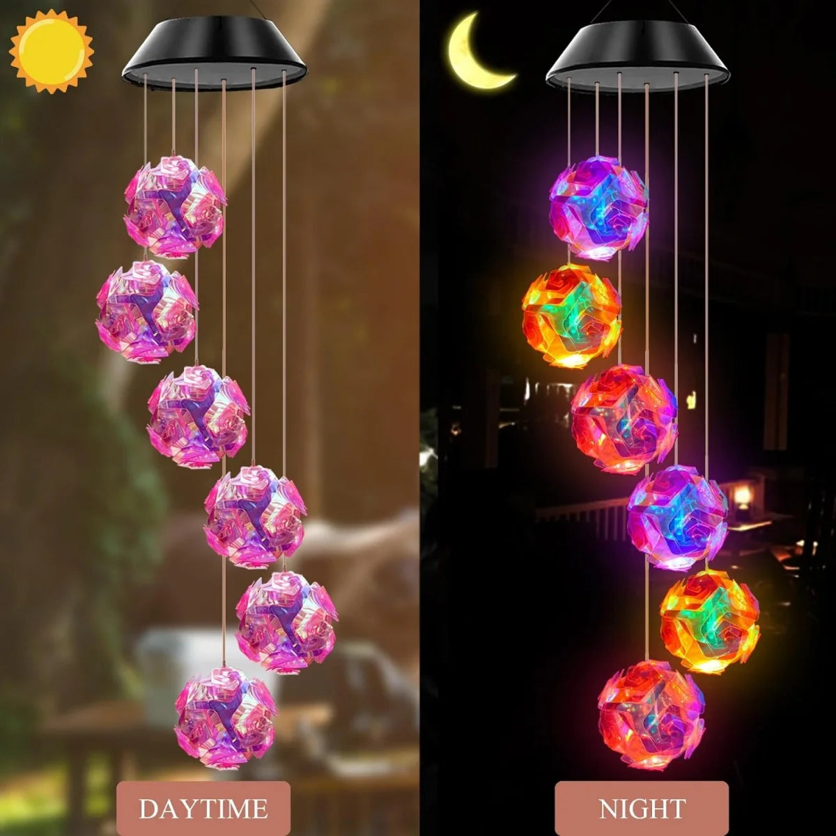 Waterproof Hanging Light with Roses for Garden