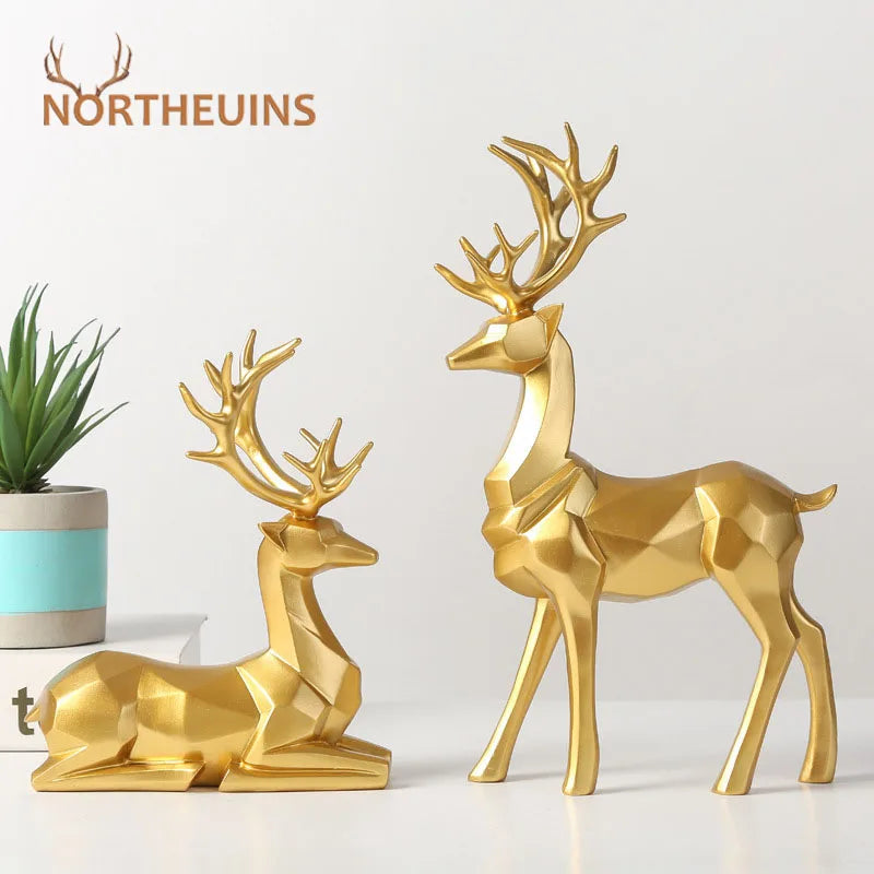 Luxury Geometric Pair of Deer for Decoration