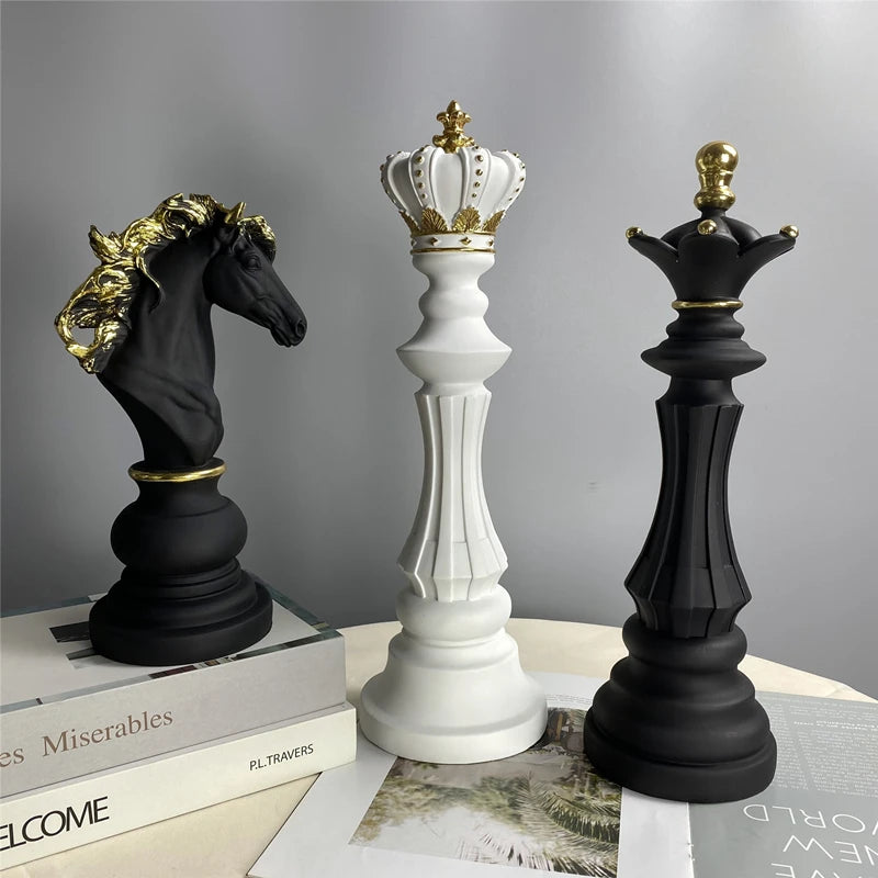 Luxury Chess Pieces King, Queen and Knight to Decorate the Office