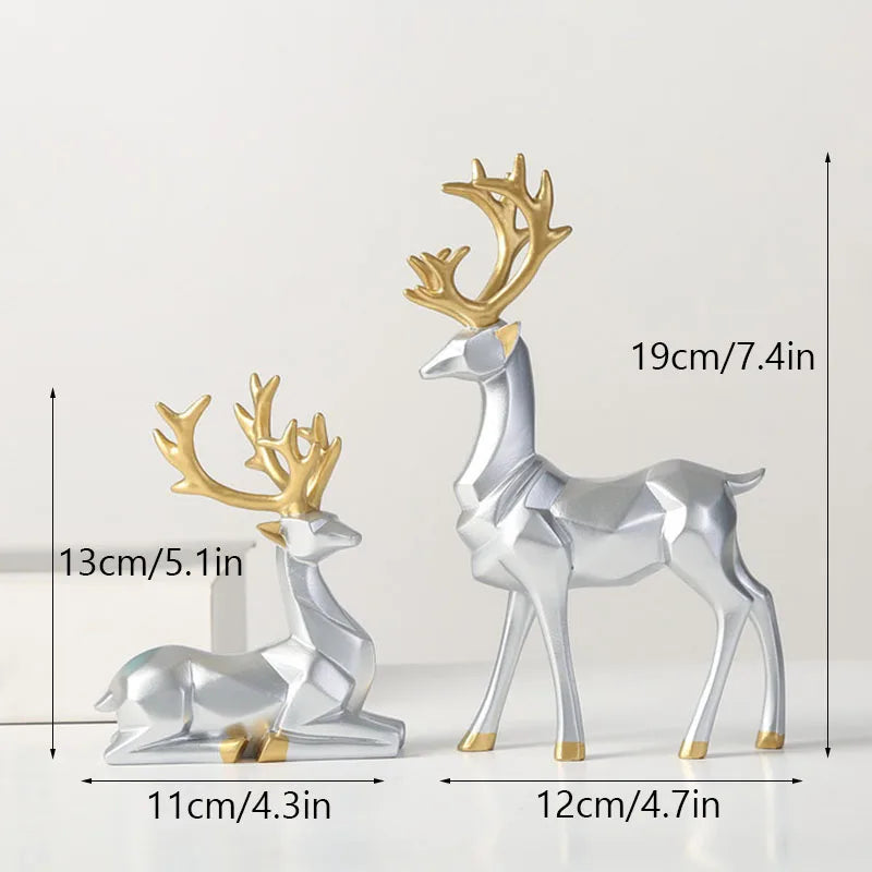 Luxury Geometric Pair of Deer for Decoration