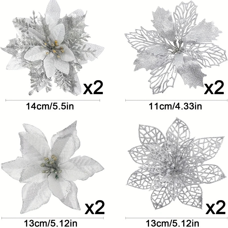 Sparkling Glitter Flowers for Christmas Decoration 2025