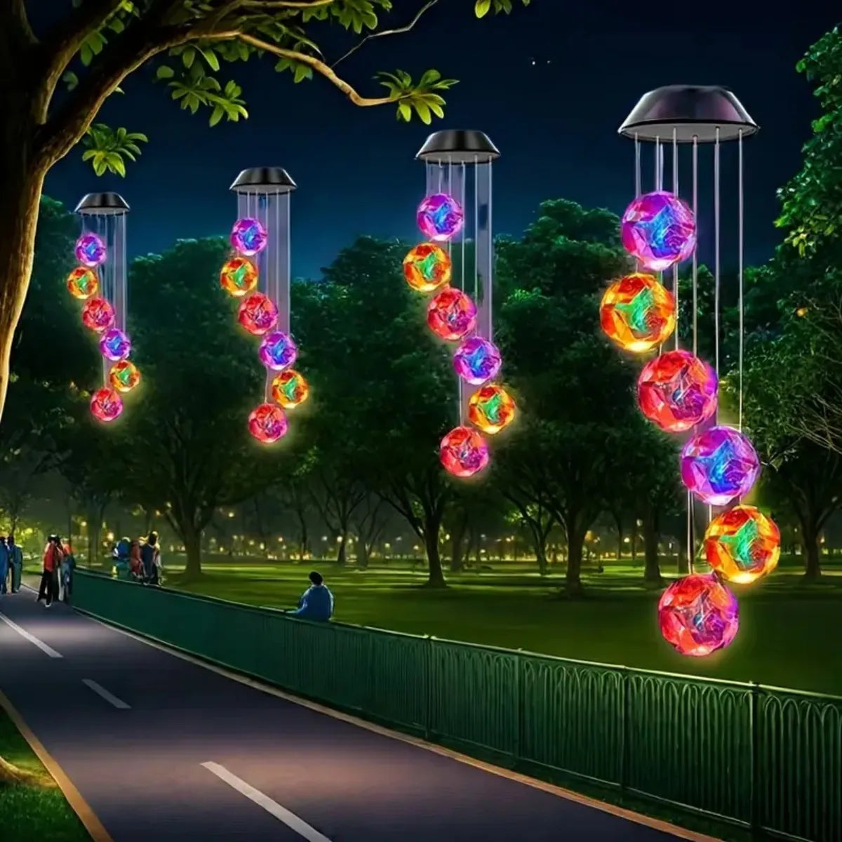 Waterproof Hanging Light with Roses for Garden
