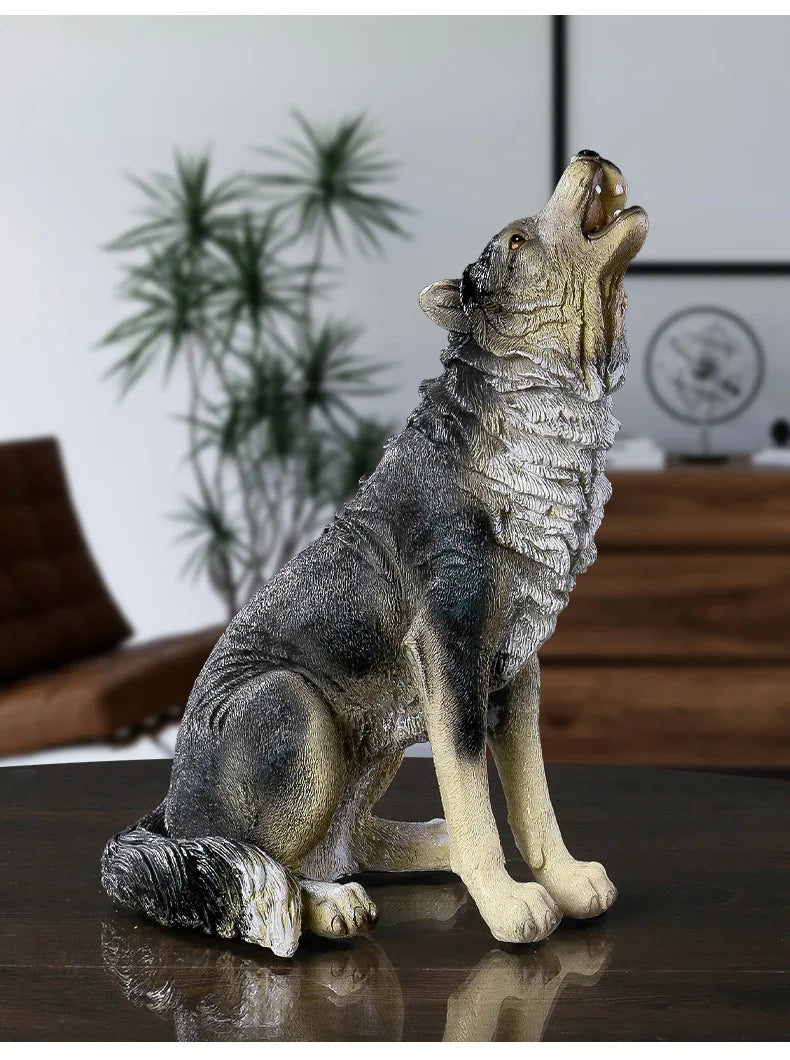 Luxury Statue of a Roaring Wolf