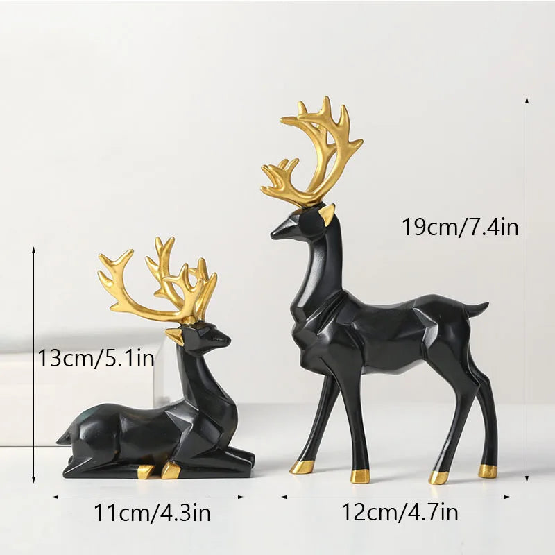 Luxury Geometric Pair of Deer for Decoration