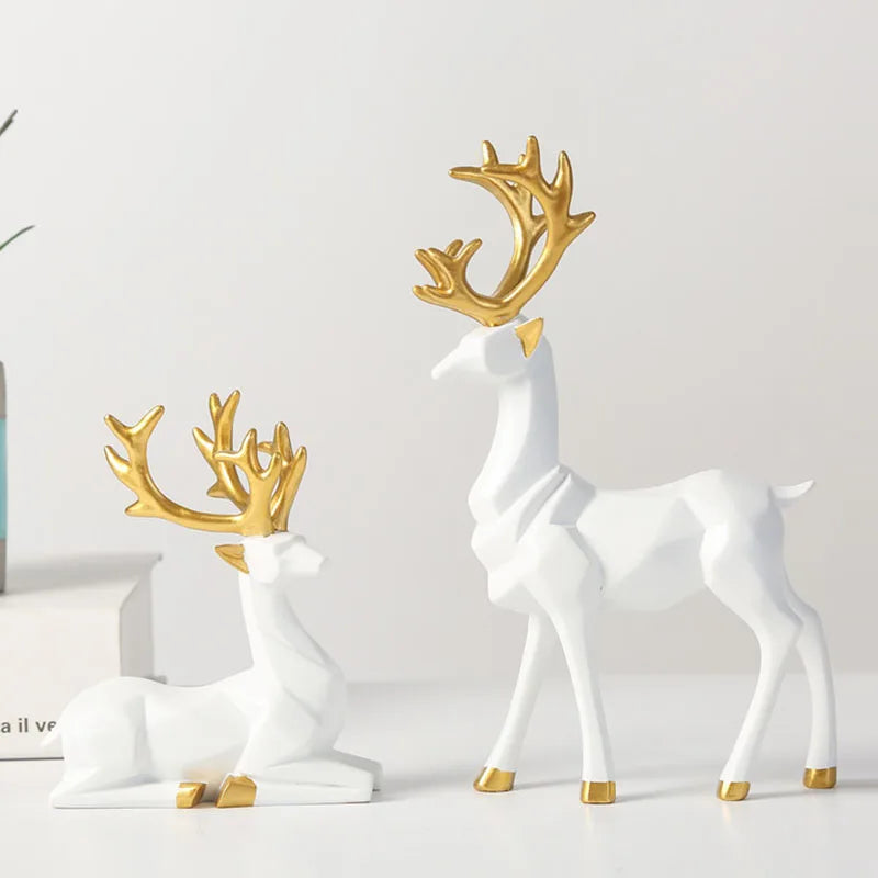 Luxury Geometric Pair of Deer for Decoration