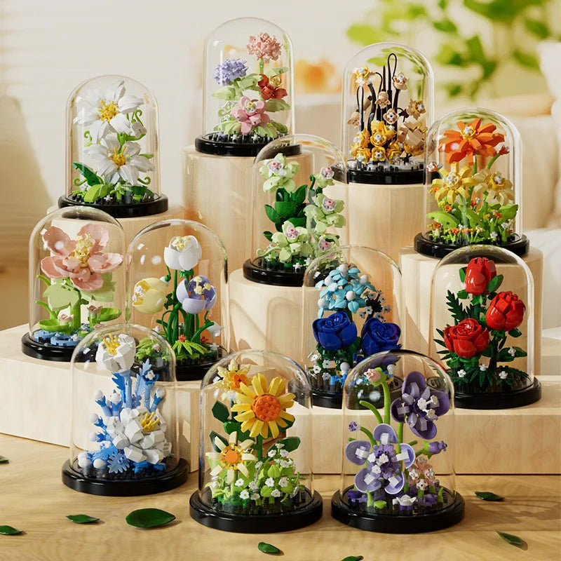 Small LEGO Flower Bouquets with Buildable Blocks for Decoration