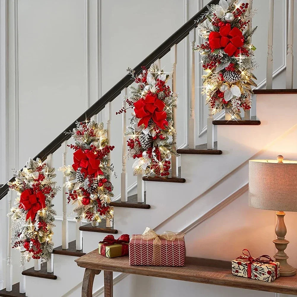 Christmas Decoration 2025 for Stairs with Wireless Lights