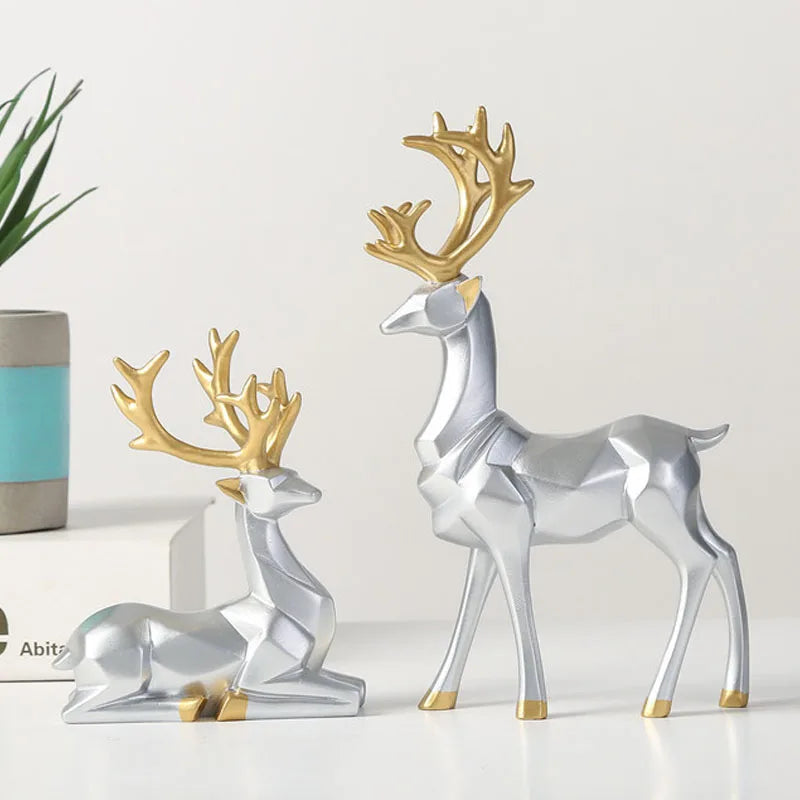 Luxury Geometric Pair of Deer for Decoration