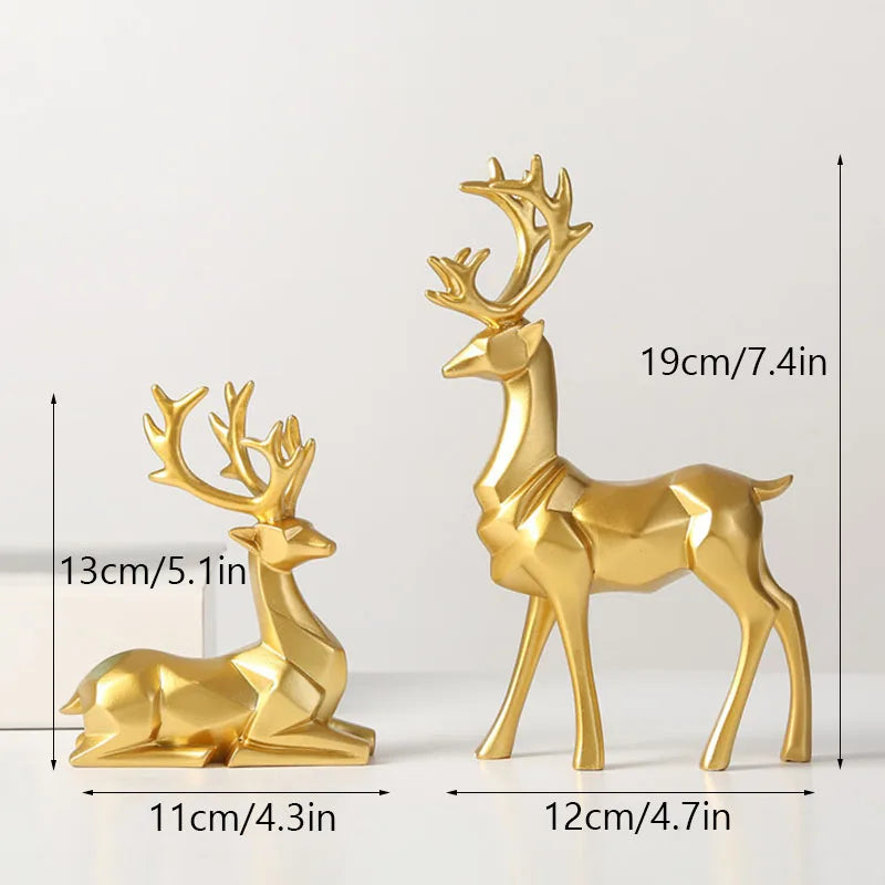 Luxury Geometric Pair of Deer for Decoration