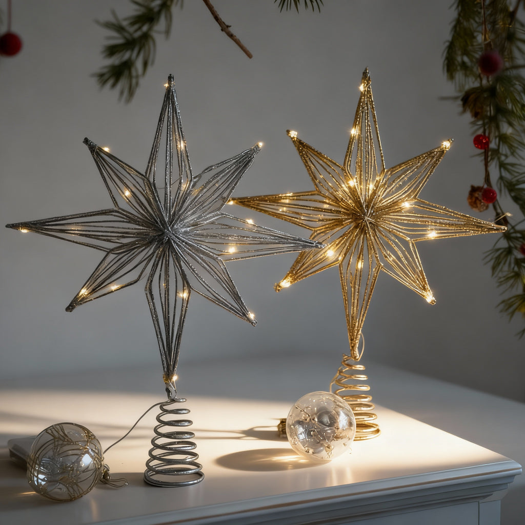 Christmas Ornament Illuminated Star with Glitter 2025