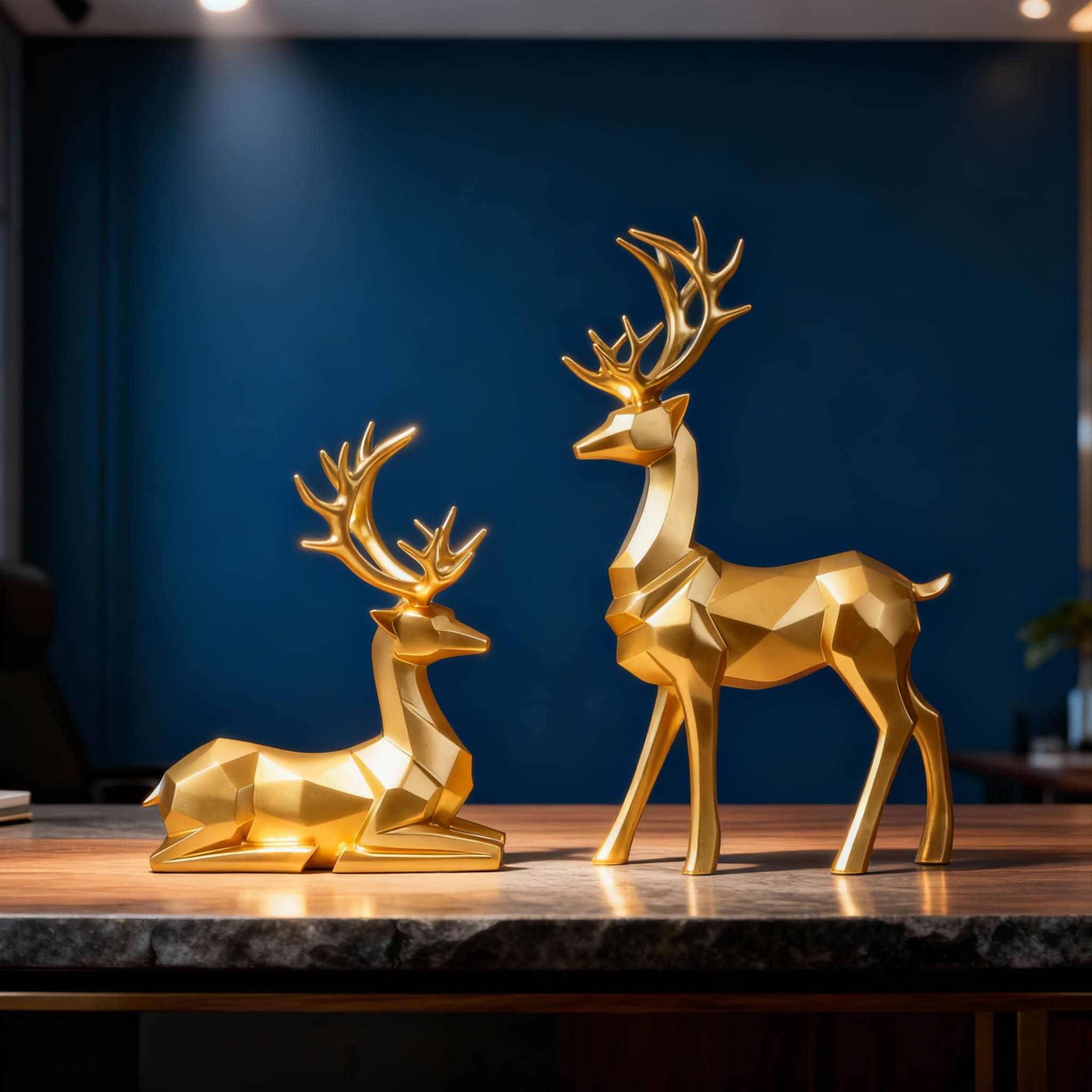 Luxury Geometric Pair of Deer for Decoration